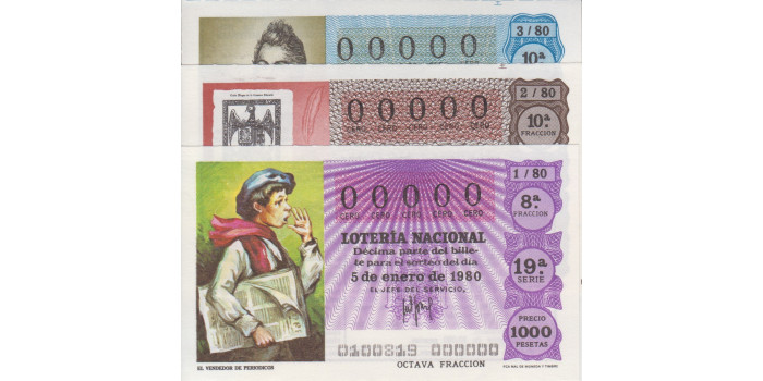 AÑO 1980 COMPLETO 50 SORTEOS NUMERACIÓN 00000