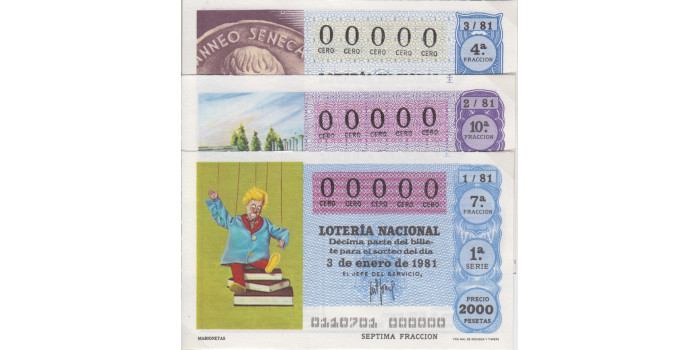 YEAR 1981 COMPLETE 50 DRAWS NUMBERING 00000