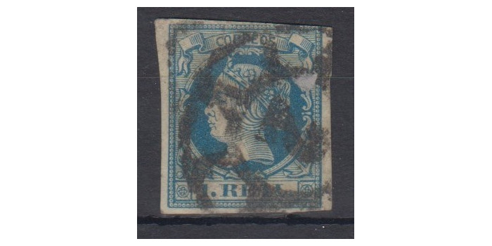 Edifil 0055 - 1 R.. 1860 azul, usado