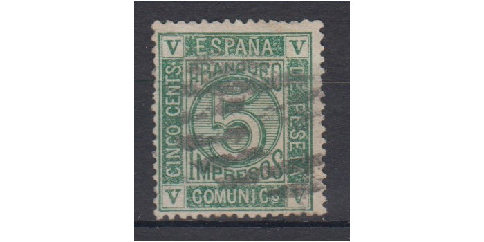 Edifil 0117 - 5 cuartos 1872 verde, usado