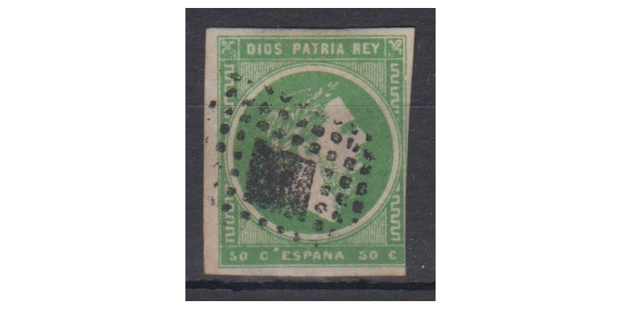 Edifil 0160 - 50 centimos 1875 verde, usado