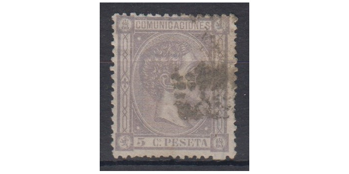 Edifil 0163 - 5 centimos 1875 lilac, used