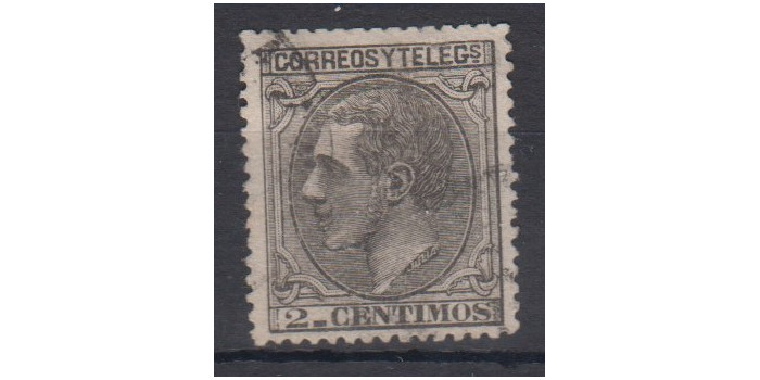 Edifil 0200 - 2 centimos 1879 black grey used