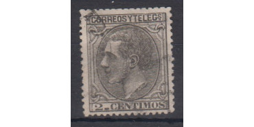 Edifil 0200 - 2 centimos 1879 black grey used