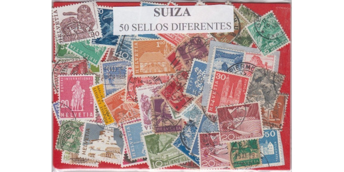 SWITZERLAND 50 DIFFERENT STAMPS