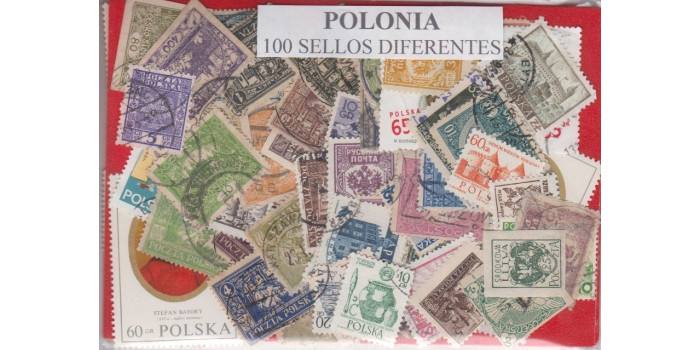 POLAND 100 DIFFERENT STAMPS
