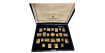 SPAIN COLLECTION 25 GOLD PLATED SILVER STAMPS 22 K "LA CASA DE BORBON" (THE HOUSE OF BOURBON)