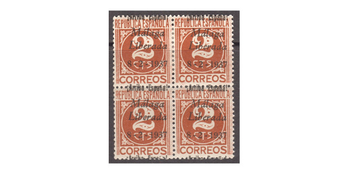 MALAGA - Nº 08 * block of 4 with displaced overloading