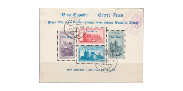 BURGOS - Nº 95 u. HOJA BLOQUE SOBRECARGA AZUL