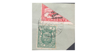 SEVILLA - Nº 17 U. bisected stamp with social welfare stamp