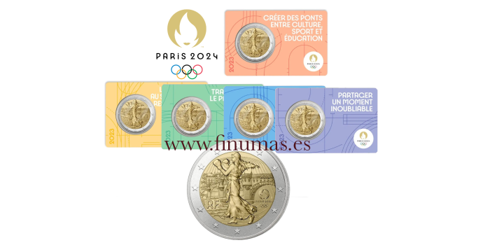 2 COMMEMORATIVE EUROS FRANCE 2023 "JJ.OO PARIS 2024"