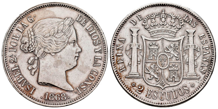 Cy16333.-ISABEL II -2 Escudos 1868 *18*68 Madrid - EBC