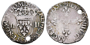 FRANCE - K-0020. 1/4 ECU ENRIQUE III. 1587 RENNES.