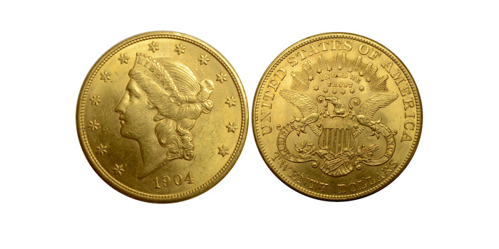 USA K-074.3.- 20 DOLLAR 1904 Liberty Head. GOLD