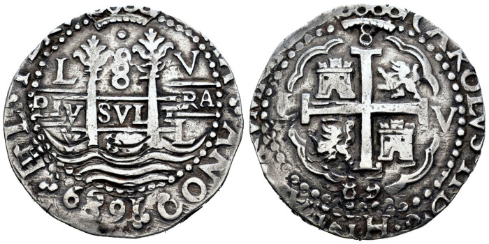 Cy07135.- CARLOS II  8 REALES 1689 LIMA V. REDONDO. CERTIFICADA NGC