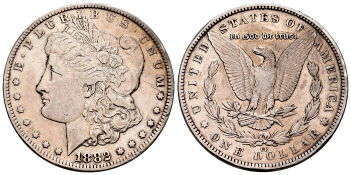 ESTADOS UNIDOS - K-110 - 1 DOLAR 1882 C.C . MBC  - PLATA