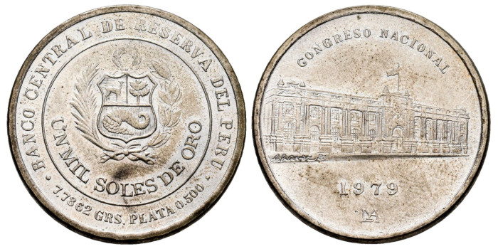 PERU - K-275.- 1000 SOLES 1979. S.C - PLATA