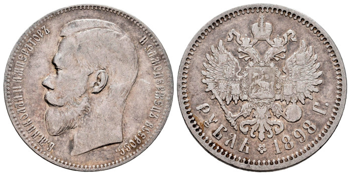RUSSIA - EMPIRE - K-059 - 1 ROUBLE 1898 AR. MBC - SILVER