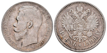RUSSIA - EMPIRE - K-059 - 1 ROUBLE 1898 AR. MBC - SILVER