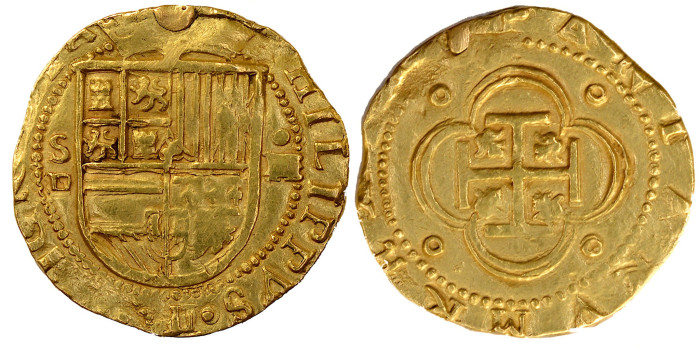 Cy03930.- FELIPE II - 4 Escudos  Sevilla D. S/F. - ORO