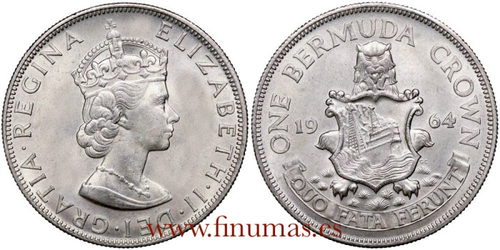 BERMUDAS -K-014.- 1 CROWN 1964
