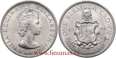 BERMUDAS -K-014.- 1 CROWN 1964