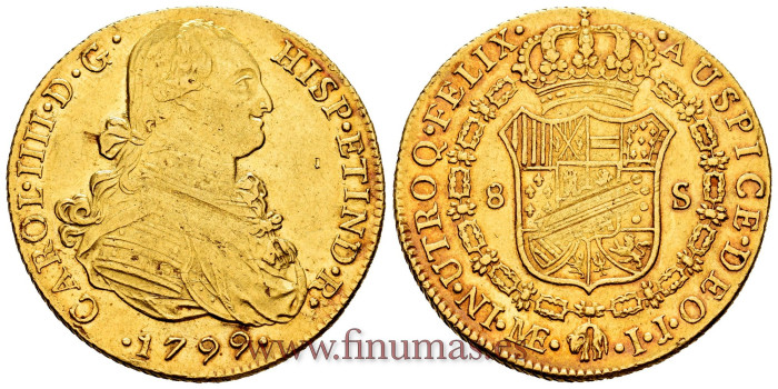 Cy13693.- CARLOS IV 8 Escudos 1799 Lima I.J. EBC. - Gold