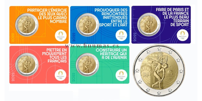 2 EURO COMMEMORATIVE FRANCE 2022 "JJ.OO" COINS