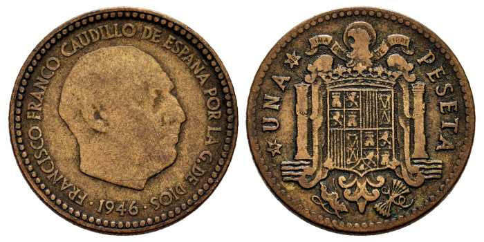 Cy16849E.-ESTADO ESPAÑOL 1 Peseta 1946/48 MBC