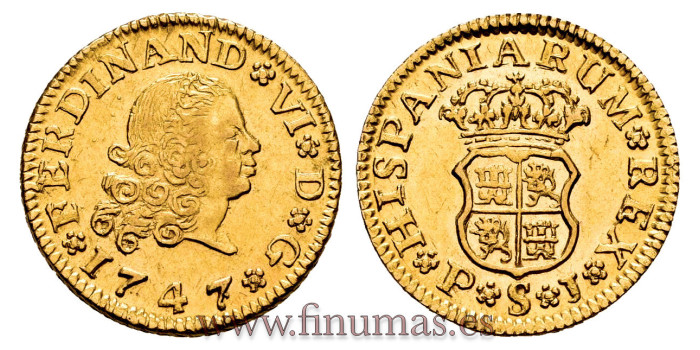Cy09921.- FERNANDO VI 1/2 ESCUDO 1747 SEVILLA P.J. 
