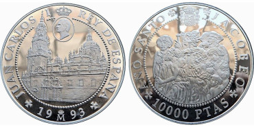 1993 - 10.000 PTS CINCUENTIN AÑO SANTO JACOBEO. PLATA - PROOF