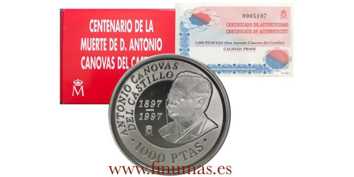 1997 - 1000 PESETAS PLATA  "Canovas del Castillo" - proof