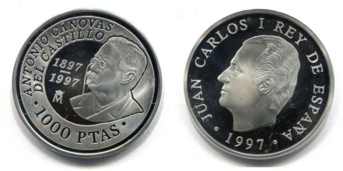 1997 - 1000 PESETAS PLATA  "Canovas del Castillo" - proof