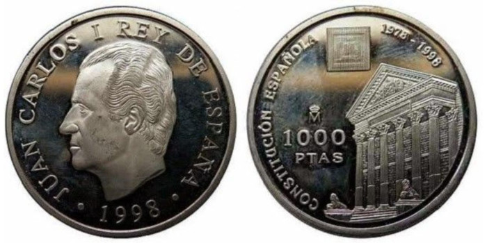 1998 - 1000 Pesetas 1998 XX ANIVERSARIO CONSTITUCIÓN. PLATA -PROOF