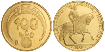 1989 - 100 ECU CARLOS V - 1 oz. ORO