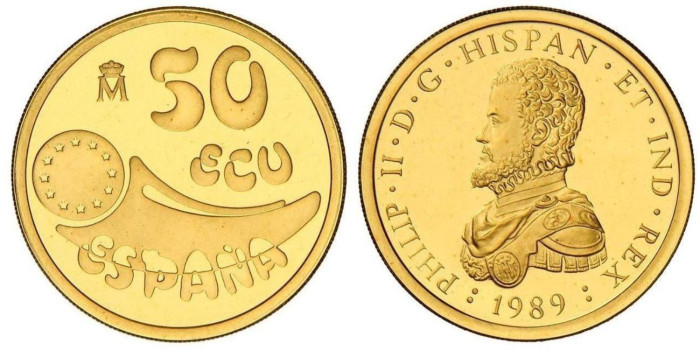 1989 - 50 ECU FELIPE II - 1/2 oz. ORO