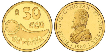 1989 - 50 ECU FELIPE II - 1/2 oz. ORO