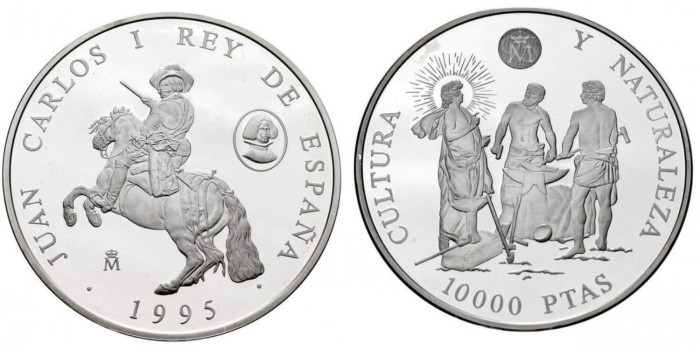 1995 - 10.000 pts / CINCUENTIN CULTURA Y NATURALEZA FRAGUA DE VULCANO - Plata