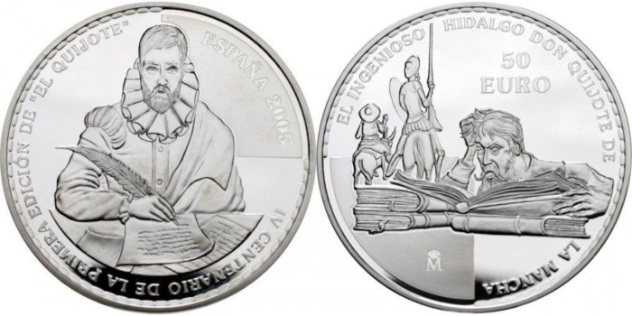 2005 - 50 EUROS- CINCUENTIN  IV CENTENARIO QUIJOTE. PROOF-  PLATA