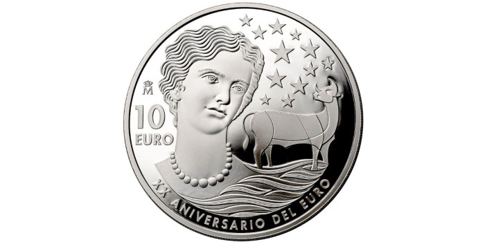 10 Euros - 8 Reales XX Aniversario del Euro. Plata - Proof