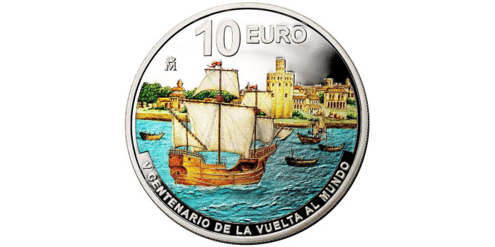 10 Euros - 8 Reales V Centenario Vuelta al Mundo. Llegada. Plata - Proof 2022
