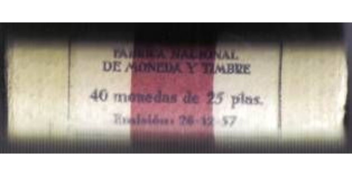 FB327   25 PESETAS 1957/70 S.C. Cartucho original 40 piezas