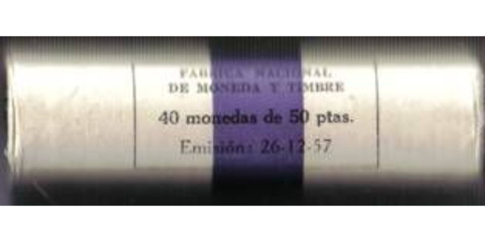 FB355   50 PESETAS 1957/59 S.C. Cartucho original 40 piezas