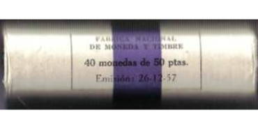 FB355   50 PESETAS 1957/59 S.C. Cartucho original 40 piezas