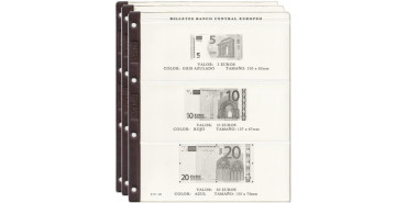 JUEGO HOJAS PRONUMAS BILLETES EUROS - PRIMER DISEÑO 2002