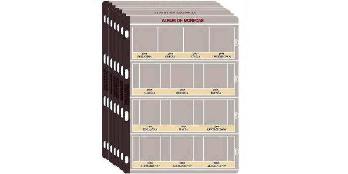 JUEGO HOJAS PREIMPRESAS 2 EUROS CONM. 2004/2010 PRONUMAS