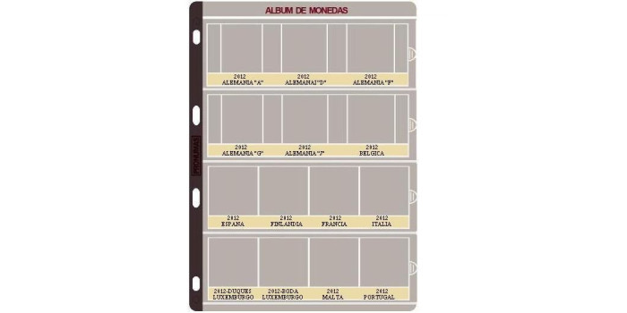 JUEGO HOJAS PREIMPRESAS 2 EUROS CONM. 2012 PRONUMAS