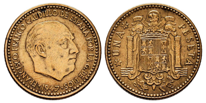 Cy16850Ht.-ESTADO ESPAÑOL 1 Peseta 1947/48 EBC