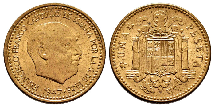 Cy16852Kt.-SPANISH STATE 1 Peseta 1947/50 SC