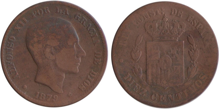 Cy16561C.-ALFONSO XII -  10 Céntimos 1879 BC